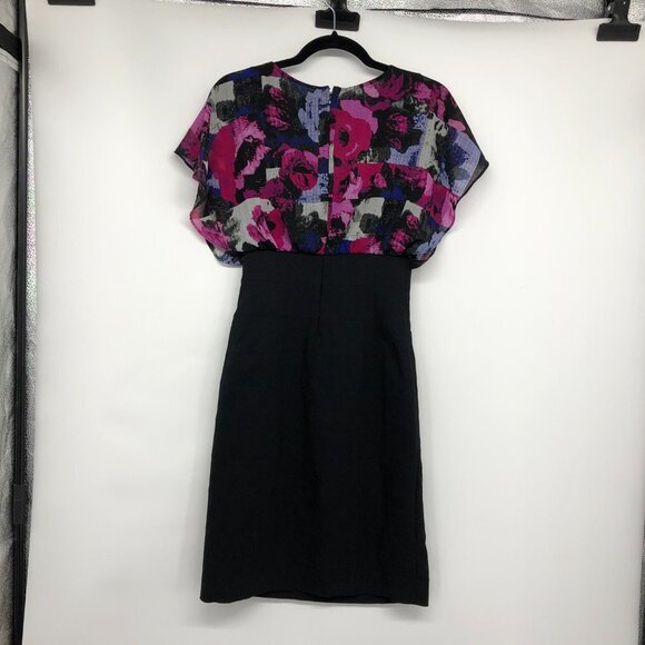 Nicole by Nicole Miller Black & Fuchsia Floral Mini Dress size 6 - Picture 2 of 15
